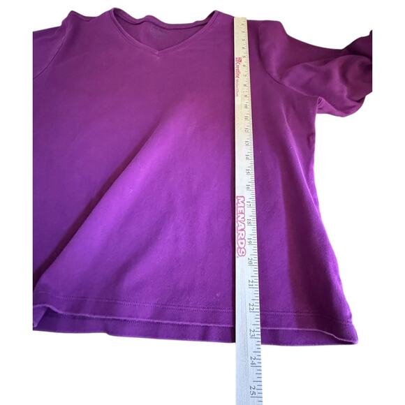LL Bean Women's 2XL Plus 3/4 Sleeve V Neck Top Purple XXL Workout Exercise READ - Picture 4 of 7